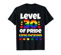 Level 30 of Pride Unlocked Rainbow LGBT 30th Birthday T-Shirt