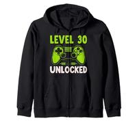 Level 30 Unlocked Gamer 30th Birthday Gaming Men Women Zip Hoodie
