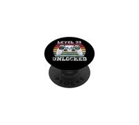 Level 33 Unlocked Funny 33rd Birthday Gamer Vintage Retro PopSockets Adhesive PopGrip
