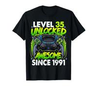 Level 35 Unlocked Awesome Since 1991 35th Birthday Gaming T-Shirt