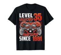 Level 35 Unlocked Awesome Since 1991 35th Birthday Gaming T-Shirt
