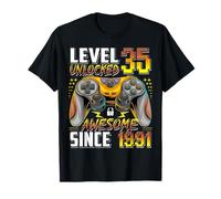 Level 35 Unlocked Awesome Since 1991 35th Birthday Gaming T-Shirt