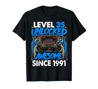Level 35 Unlocked Awesome Since 1991 35th Birthday Gaming T-Shirt