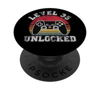 Level 35 Unlocked Retro 35th Birthday Video Gamer Men Women PopSockets Adhesive PopGrip