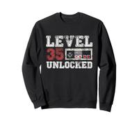 Level 35 Unlocked Vintage 35yr Old Gamer Gifts 35th Birthday Sweatshirt