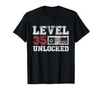 Level 35 Unlocked Vintage 35yr Old Gamer Gifts 35th Birthday T-Shirt