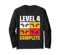 Level 4 Complete Gamer Funny 4 Years Wedding Anniversary Long Sleeve T-Shirt