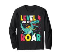 Level 4 Hear Me Roar Dinosaur 4th Grade Squad Back to School Long Sleeve T-Shirt