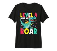 Level 4 Hear Me Roar Dinosaur 4th Grade Squad Back to School Premium T-Shirt