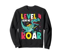 Level 4 Hear Me Roar Dinosaur 4th Grade Squad Back To School Sweatshirt