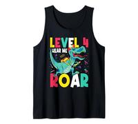 Level 4 Hear Me Roar Dinosaur 4th Grade Squad Back to School Tank Top