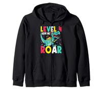 Level 4 Hear Me Roar Dinosaur 4th Grade Squad Back To School Zip Hoodie