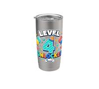 Level 4 Unlocked Gaming Badge Graphic Video Game Controller Stainless Steel Insulated Tumbler