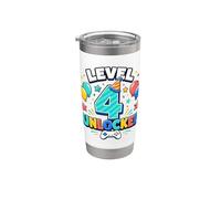 Level 4 Unlocked Gaming Badge Graphic Video Game Controller Stainless Steel Insulated Tumbler