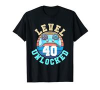 Level 40 Unlocked 40th Video Gamer Birthday Boy Men Husband T-Shirt