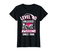 Level 40 Unlocked Awesome Since 1986 40th Birthday Gaming T-Shirt