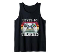 Level 40 Unlocked Funny 40th Birthday Gamer Vintage Retro Tank Top