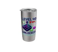 Level 40 Unlocked Funny Video Gamer 40th Birthday Stainless Steel Insulated Tumbler