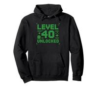 Level 40 Unlocked Gaming Birthday Milestone Humor 40th Up Pullover Hoodie