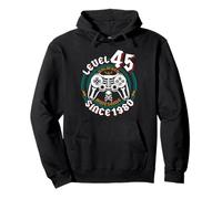 Level 45 Unlocked Awesome Since 1980, Gamer 45th Birthday Pullover Hoodie
