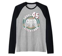 Level 45 Unlocked Awesome Since 1980, Gamer 45th Birthday Raglan Baseball Tee