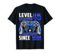 Level 45 Unlocked Awesome Since 1981 45th Birthday Gaming T-Shirt