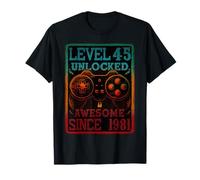 Level 45 Unlocked Awesome Since 1981 45th Birthday Gaming T-Shirt