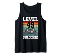 Level 45 Unlocked Funny 45 Year Old Gamer 45th Birthday Tank Top
