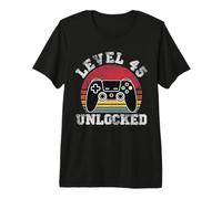 Level 45 Unlocked Retro 45th Birthday Video Gamer Men Women Premium T-Shirt