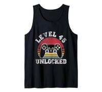Level 45 Unlocked Retro 45th Birthday Video Gamer Men Women Tank Top