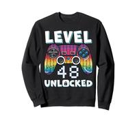 Level 48 Unlocked Funny Video Gamer 48th Birthday Gaming Sweatshirt