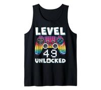 Level 49 Unlocked Funny Video Gamer 49th Birthday Gaming Tank Top