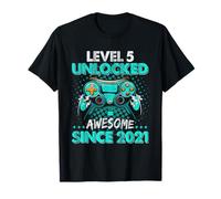 Level 5 Unlocked Awesome 2021 5th Birthday Boy Video Gamer T-Shirt