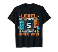 Level 5 Unlocked Awesome 2021 5th Birthday Boys Video Gamer T-Shirt