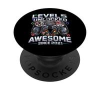 Level 5 Unlocked Awesome Since 2021 5th Birthday Gaming PopSockets Adhesive PopGrip
