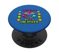 Level 5 Unlocked Pixel Art Gamer Princess Crown 5th Birthday PopSockets Adhesive PopGrip