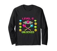 Level 5 Unlocked Princess Gamer 5th Birthday Kids Long Sleeve T-Shirt