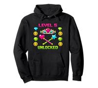 Level 5 Unlocked Princess Gamer 5th Birthday Kids Pullover Hoodie