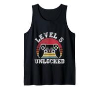 Level 5 Unlocked Retro 5 Year Old Video Gamer 5th Birthday Tank Top