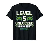 Level 5 Unlocked Sign My Shirt 5th Birthday Gamer Boy Kids T-Shirt