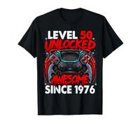 Level 50 Unlocked Awesome Since 1976 50th Birthday Gaming T-Shirt