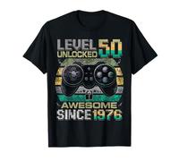 Level 50 Unlocked Awesome Since 1976 50th Birthday Gaming T-Shirt
