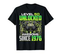 Level 50 Unlocked Awesome Since 1976 50th Birthday Gaming T-Shirt