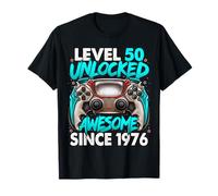 Level 50 Unlocked Awesome Since 1976 50th Birthday Gaming T-Shirt