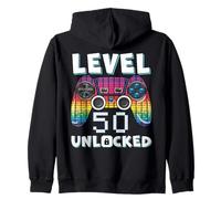Level 50 Unlocked Funny Video Gamer 50th Birthday Gaming Zip Hoodie