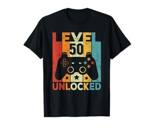 Level 50 Unlocked Gaming Controller 50th Birthday Men Women T-Shirt