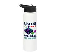Level 50 Unlocked Retro 50th Birthday Funny Video Gamer Stainless Steel Insulated Water Bottle