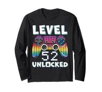 Level 52 Unlocked Funny Video Gamer 52nd Birthday Gaming Long Sleeve T-Shirt