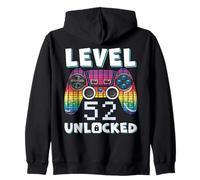 Level 52 Unlocked Funny Video Gamer 52nd Birthday Gaming Zip Hoodie