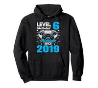 Level 6 Unlocked Awesome Since 2019 6th Birthday Gaming Pullover Hoodie
